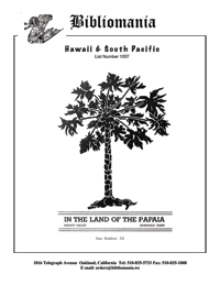 Special List Number 1007 Hawaii and The South Pacific