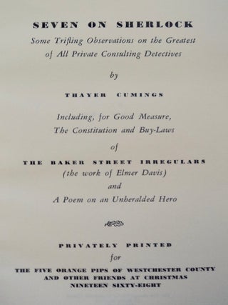 Seven on Sherlock: Some Trifling Observations on the Greatest of All Private Consulting Detectives