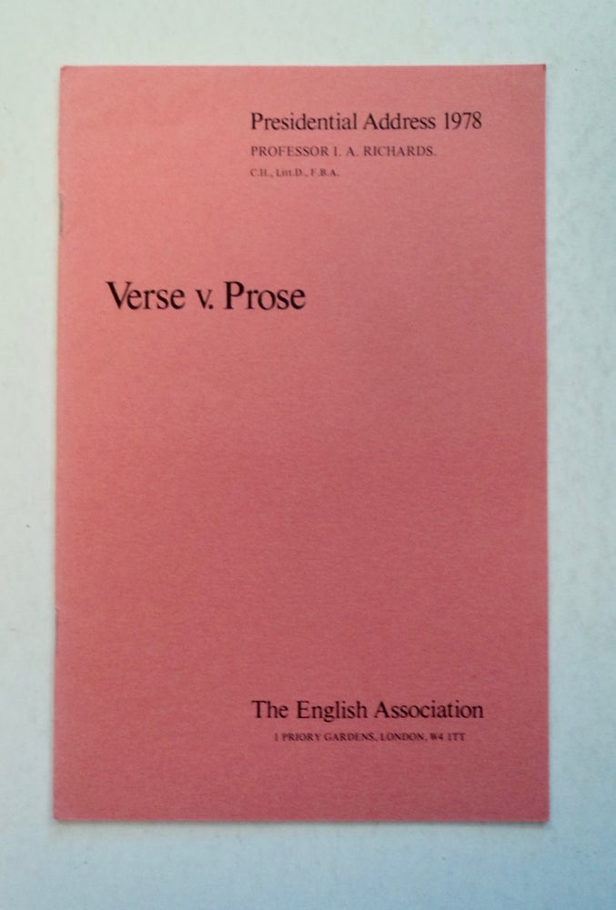 [100325] Verse v. Prose. I. A. RICHARDS.