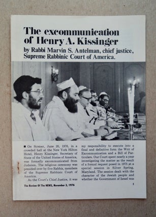 100618] The Excommunication of Henry A. Kissinger. Rabbi Marvin S. ANTELMAN, Supreme Rabbinic...