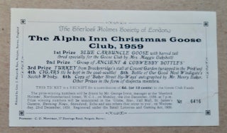 100806] The Alpha Inn Christmas Goose Club, 1959: 1st Prize Blue Carbuncle Goose ... 2nd Prize...
