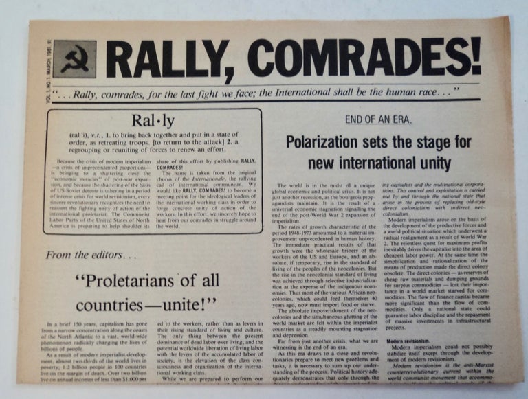 [101270] RALLY, COMRADES!: VOICE OF THE CENTRAL COMMITTEE OF THE COMMUNIST LABOR PARTY OF THE UNITED STATES OF NORTH AMERICA