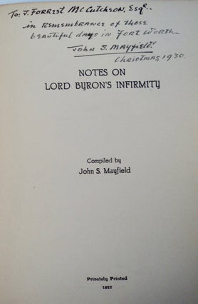 Notes on Lord Byron's Infirmity