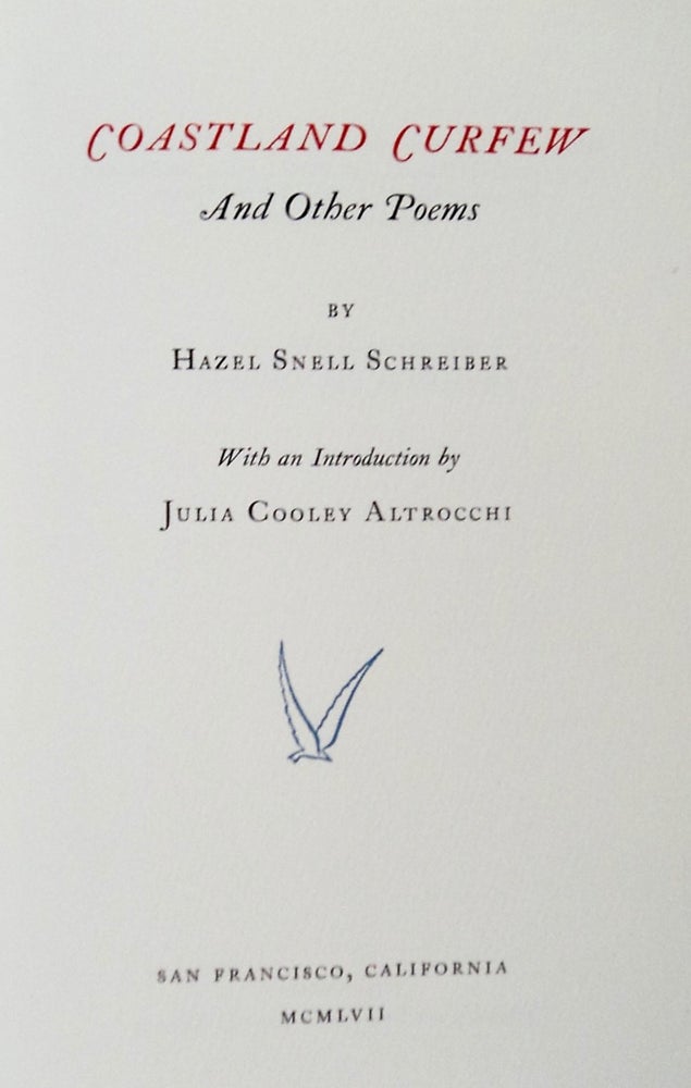 [101572] Coastland Curfew and other Poems. Hazel Snell SCHREIBER.