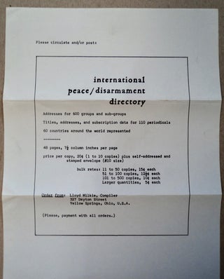 International Peace / Disarmament Directory