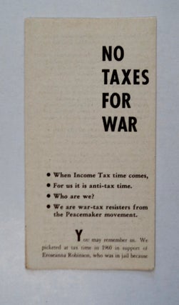 101658] No Taxes for War. Karl MEYER, Ernest Bromley, Horace Champney