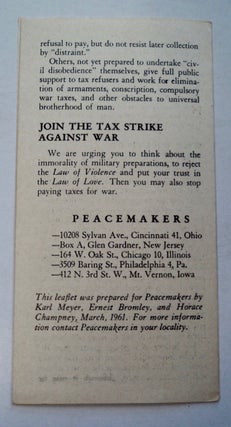No Taxes for War