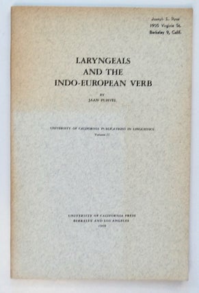 102083] Laryngeals and the Indo-European Verb. Jaan PUHVEL