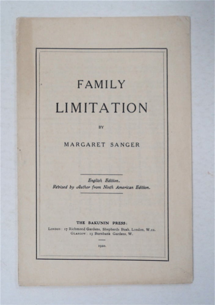 [21451] Family Limitation. Margaret SANGER.