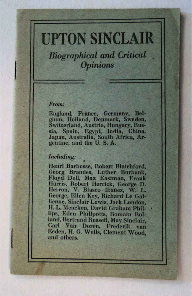 [53789] Upton Sinclair: Biographical and Critical Opinions. Upton SINCLAIR.