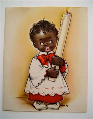 70784] Christmas Card. Image of little black choir boy holding a very big candle. Charlot BYJ,...