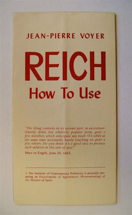 72117] Reich: How to Use. Jean-Pierre VOYER