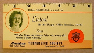 73135] Listen! Be Be Shopp (Miss America, 1948) Says: "Neither Liquor nor Tobacco Helps Any Young...