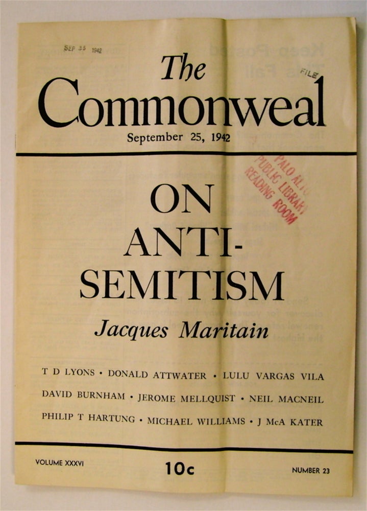 [73741] "On Anti-Semitism." In "The Commonweal" Jacques MARITAIN.