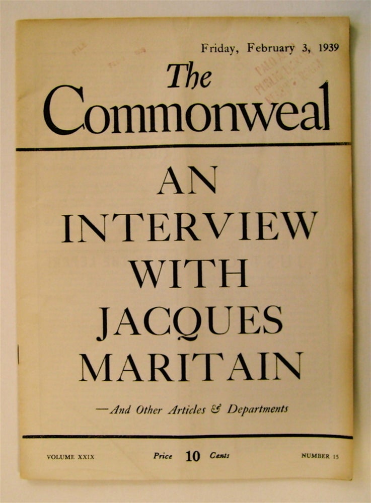 [73743] "An Interview with Jacques Maritain." In "The Commonweal" Jacques MARITAIN.
