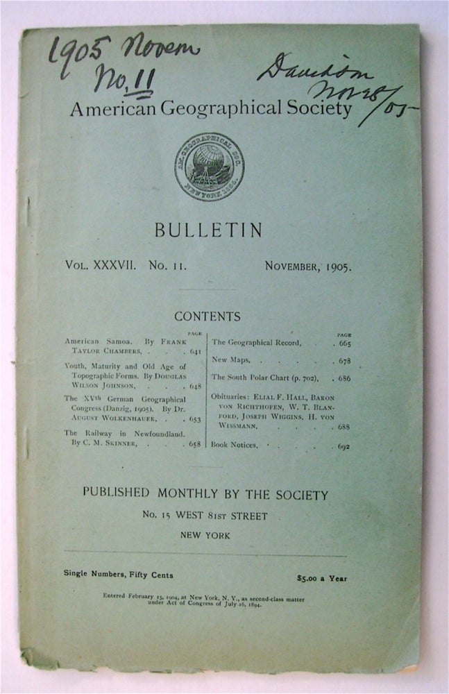 [74421] "American Samoa." In "Bulletin of the American Geographical Society" Frank Taylor CHAMBERS.