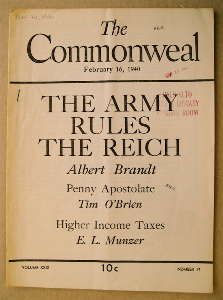 [74545] "The Army Rules the Third Reich." In "The Commonweal" Albert A. BRANDT.