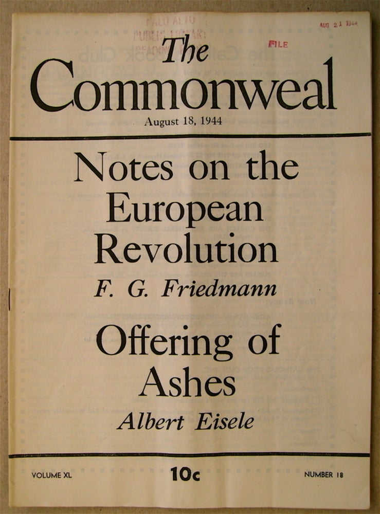 [74549] "Notes on the European Revolution: An Expression of Total Faith in the Resistance Movements." In "The Commonweal" FRIEDMANN, riedrich, eorg.