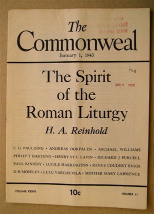 74551] "The Spirit of the Roman Liturgy." In "The Commonweal" REINHOLD, ans, nscar