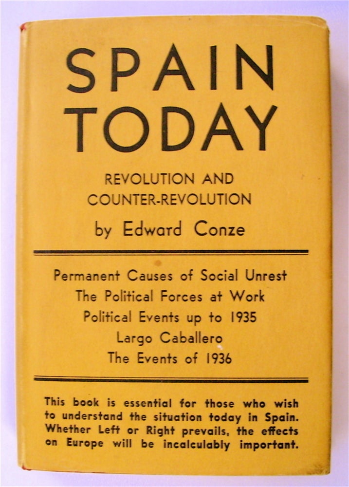 [75338] Spain To-day: Revolution and Counter-revolution. Edward CONZE.