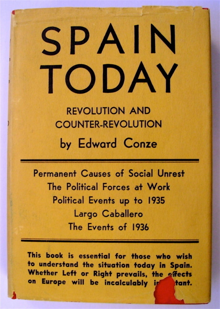 [75339] Spain To-day: Revolution and Counter-revolution. Edward CONZE.