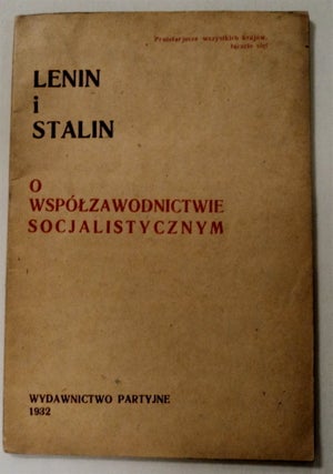 75531] O Wspólzawodnictwie Socjalistycznym. LENIN, Stalin, Vladimir Il'ich, Joseph