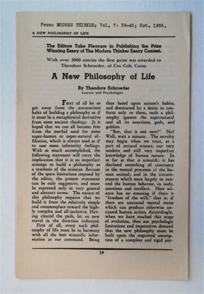 77179] New Philosophy of Life. Theodore SCHROEDER