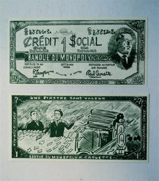 78454] Crédit Social One Dollar / Un Dollar Banc du Monopoly à Caouette. Réal CAOUETTE