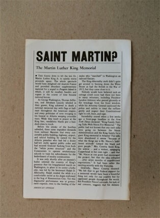 79745] Saint Martin?: The Martin Luther King Memorial. George S. SCHUYLER