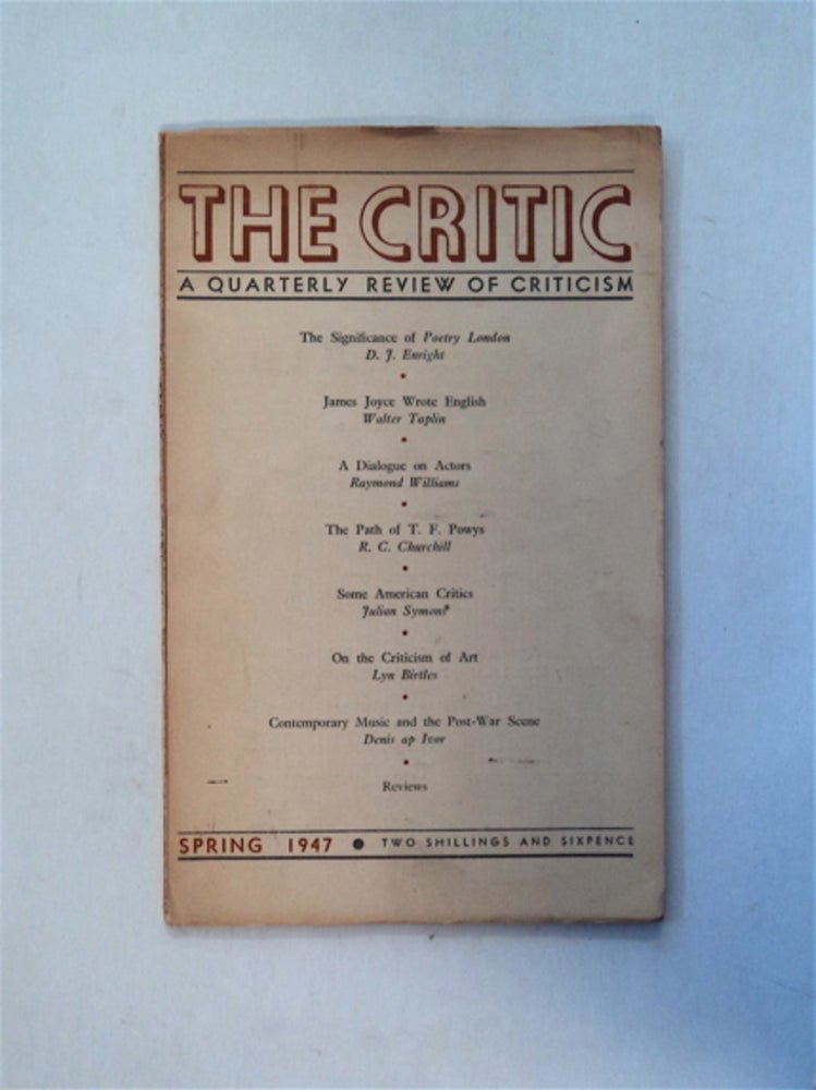 [81163] THE CRITIC: A QUARTERLY REVIEW OF CRITICISM