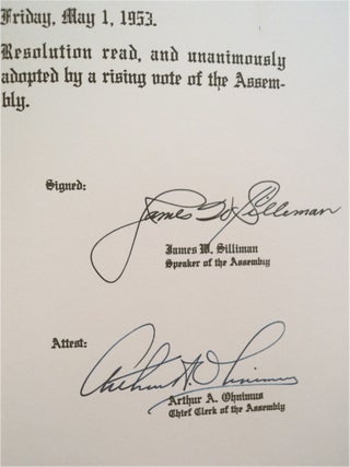 California Legislature, 1953 Regular Session, Senate Concurrent Resolution Relative to the Passing of the Honorable Arthur H. Breed, Sr. (cover title: In Memoriam Arthur H. Breed, Sr.)