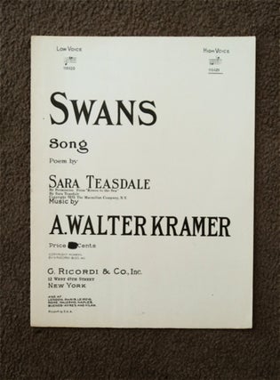 85244] Swans. Sara TEASDALE, poem by., A. Walter Kramer