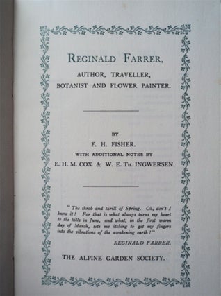 Reginald Farrer, Author, Traveller, Botanist and Flower Painter