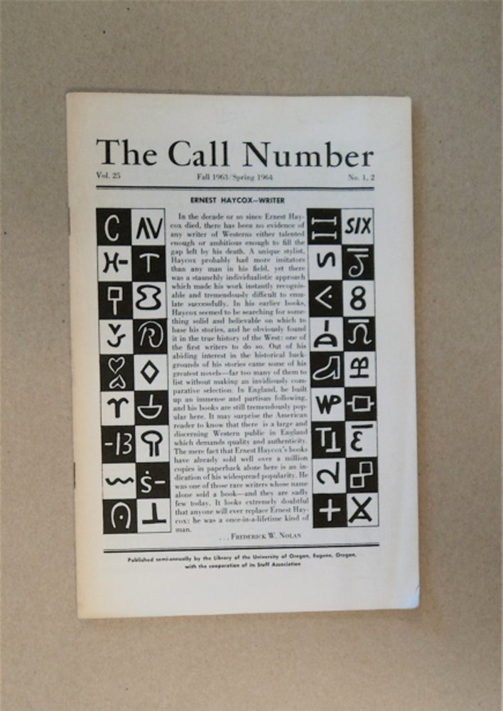 [86944] The Call Number. Ernest HAYCOX.