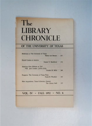 86996] "American First Editions at TxU VIII: Jack London (1876-1916)." In "The Library Chronicle...