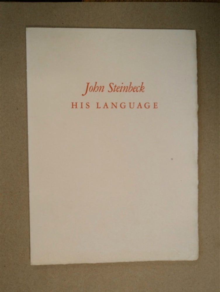 [87448] John Steinbeck, His Language: An Introduction. James D. HART.