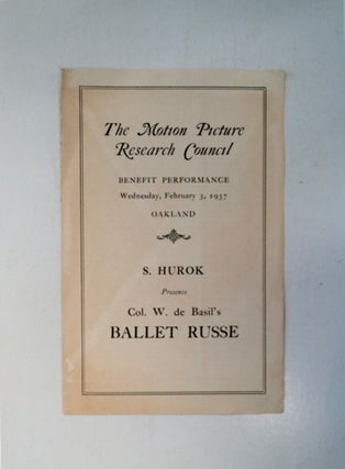 87501] The Motion Picture Research Council Benefit Performance, Wednesday, February 3, 1937,...