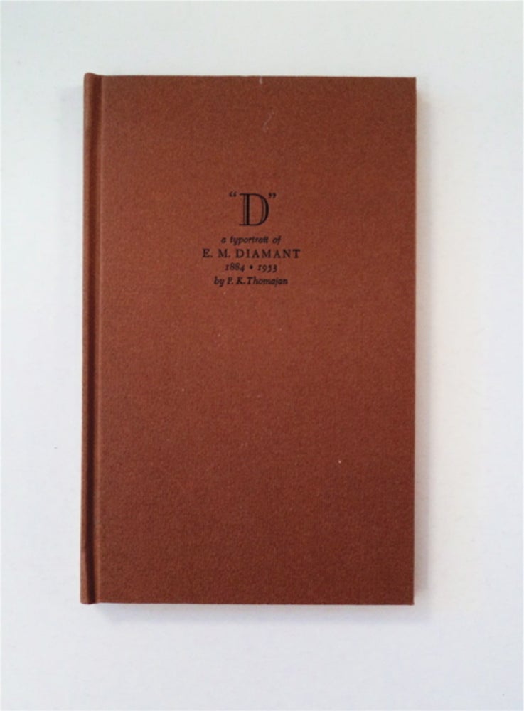 [90147] "D": A Typortrait of E. M. Diamant, 1884-1953. THOMAJAN, uzant, evork.