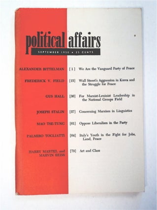 91765] "Oppose Liberalism in the Party." In "Political Affairs" MAO TSE-TUNG