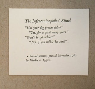 91784] The Infracaninophiles' Ritual. John RUYLE
