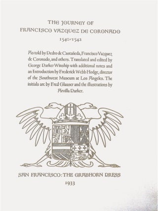 THE JOURNEY OF FRANCISCO VAZQUEZ DE CORONADO 1540/1542