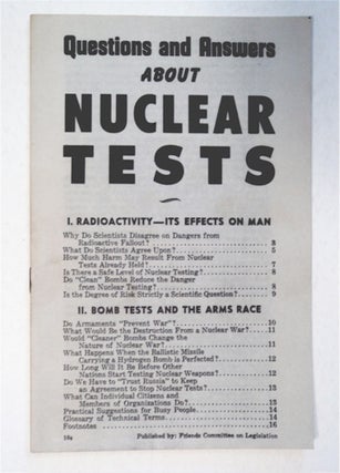 92690] Questions and Answers about Nuclear Tests. Coleman BLEASE, Ralph Johansen, Catherine Cory,...
