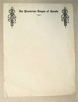 92747] Letterhead of the Praetorian League with name at top flanked by two fasces. PRAETORIAN...
