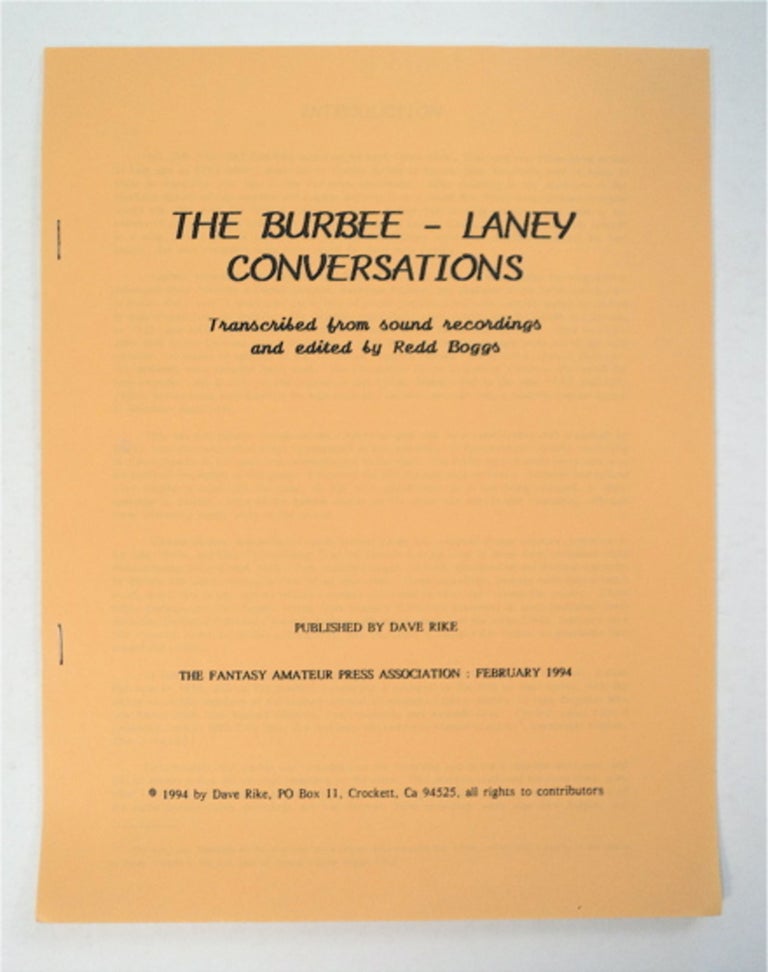 [94399] The Burbee - Laney Conversations. Charles BURBEE, Francis Towner Laney.
