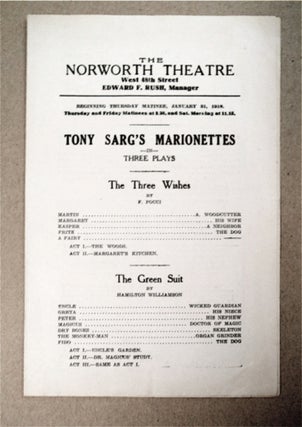 94438] Tony Sarg's Mationettes in Three Plays, The Three Wishes by F. Pocci, The Green Suit by...