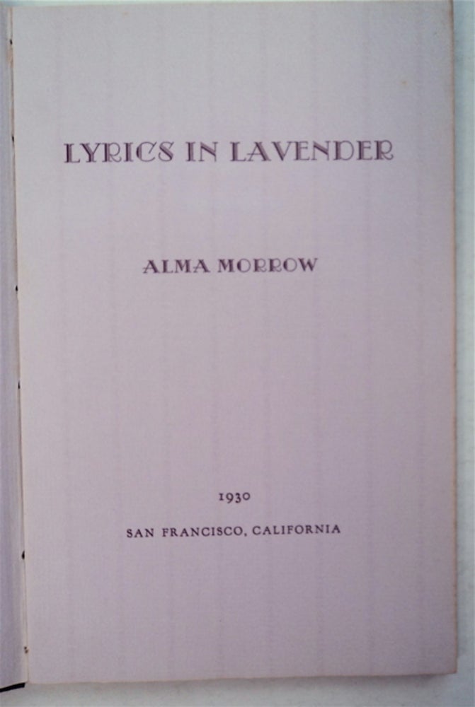 [94815] Lyrics in Lavender. Alma MORROW.