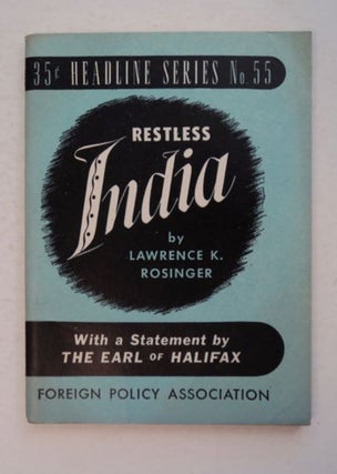 96309] Restless India. Lawrence K. ROSINGER