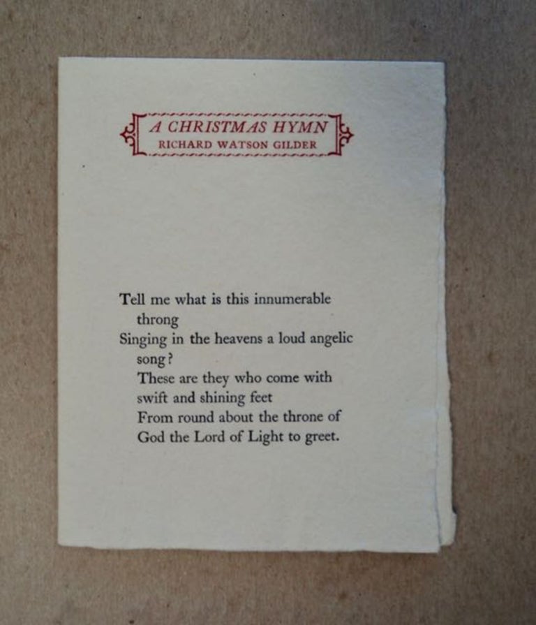 [98509] A Christmas Hymn. Richard Watson GILDER.