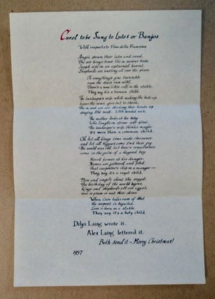 Carol to Be Sung to Lutes or Banjos: Dilys Laing Wrote It. Alex Laing Lettered It. Both Send It - Merry Christmas!