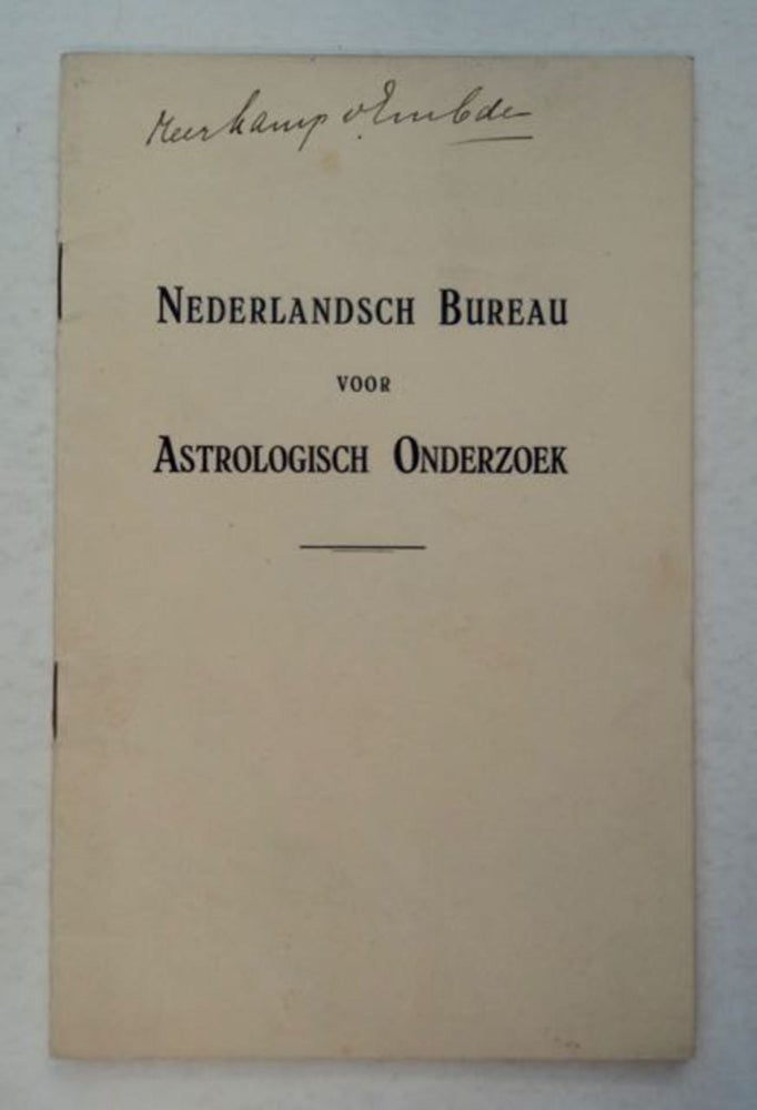 [98548] Nederlandsch Bureau voor Astrologisch Onderzoek, Opgfericht 1 November 1917. NEDERLANDSCH BUREAU VOOR ASTROLOGISCH ONDERZOEK.